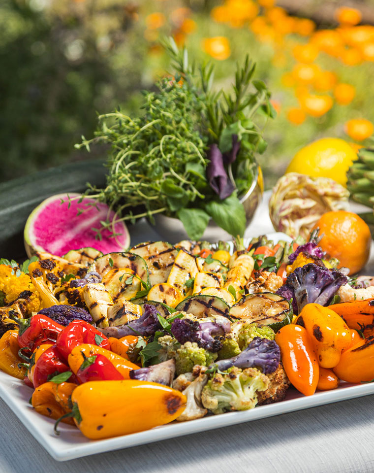 catering services dish featuring a grilled vegetable platter