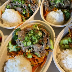 Beef and Broccoli with Vegetable Stir Fry and Jasmine Rice