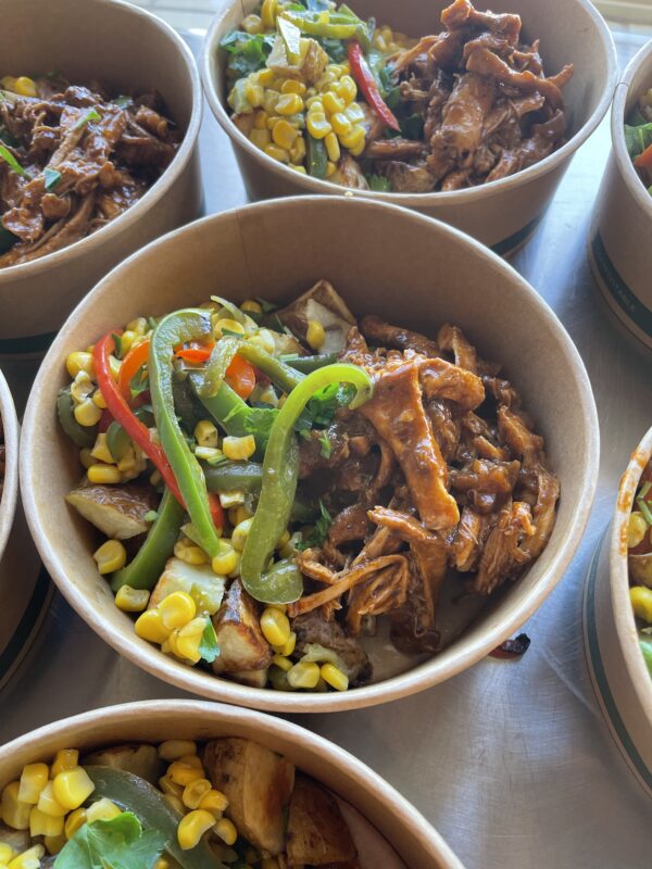 Chicken Braised in Adobo with Southwest Style Roasted Vegetable Medley